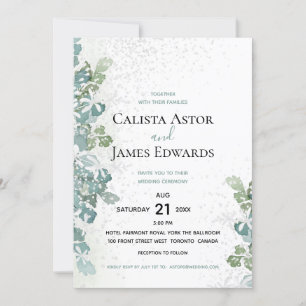 Convite Casamento de Jardim Branco com vegetação espuman