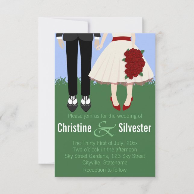 Convite Casamento de jardim, casamento 3.5 x 5 (Frente)