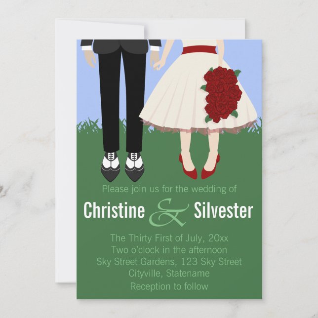 Convite Casamento de Jardim, casamento 5x7 (Frente)