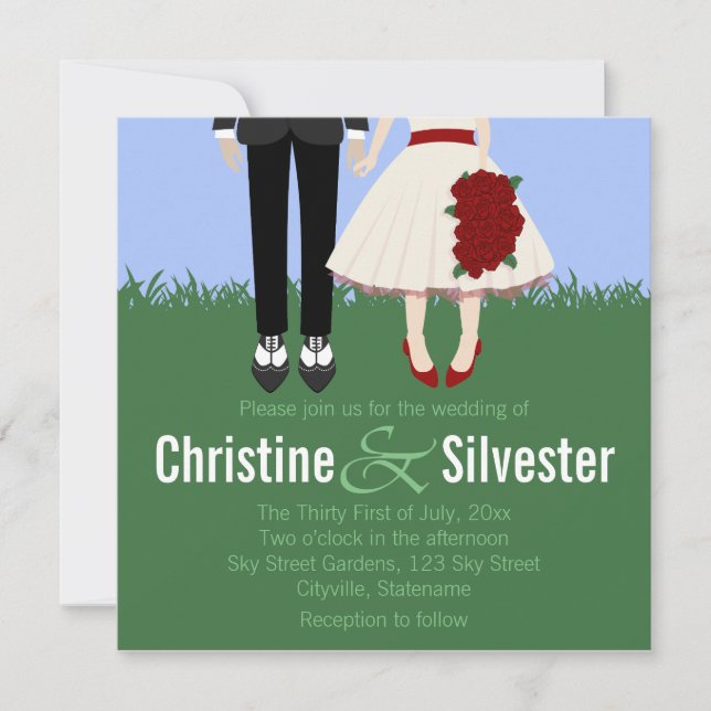 Convite Casamento de jardim, casamento de 5.25x5.25 (Frente)