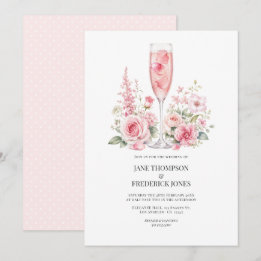 Convite Casamento de Jardim Champagne Elegante com Rosa
