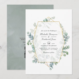 Convite Casamento de Jardim com Código QR de RSVP de Eucal
