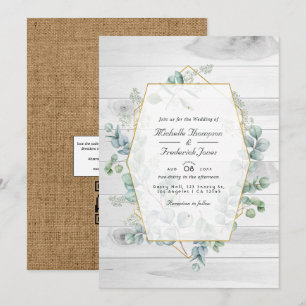 Convite Casamento de Jardim com Código QR Eucalipto Geomét