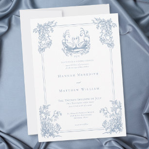 Convite Casamento de Jardim com Crista de Cisne Azul Elega
