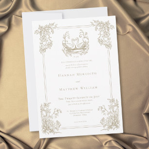 Convite Casamento de Jardim com Crista de Cisne Dourado El