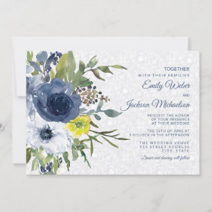 Convite Casamento de Jardim com Floral e Renda Naval Amare