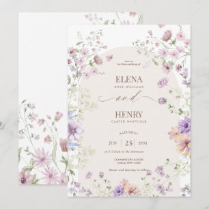 Convite Casamento de Jardim de Algodão de Flores Selvagens
