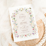 Convite Casamento de Jardim de Algodão de Flores Selvagens<br><div class="desc">Este convite exclusivo para o casamento é uma porta para encantamento, adornada com delicadas flores silvestres pastéis que dançam em tons de rosa, pincel, lavanda, amarelo e azul. A design capta a essência de um conto de fadas caprichoso, convidando-os a participar de uma celebração tão mágica quanto a história de...</div>