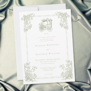 Convite Casamento de Jardim de Carruagem Verde Elegante Vi