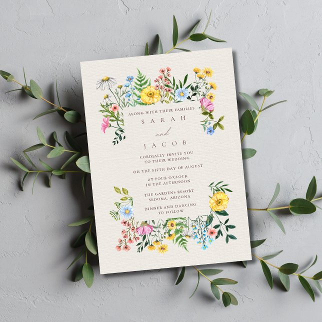 Convite Casamento de Jardim de Flores Selvagens (Wildflowers Garden Wedding Invitation)