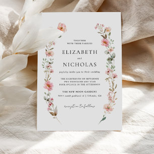 Convite Casamento de Jardim de Flores Selvagens Elegante