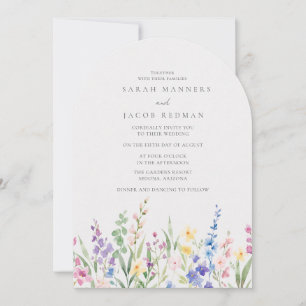 Convite Casamento de Jardim de Flores Silvestres em Aquare
