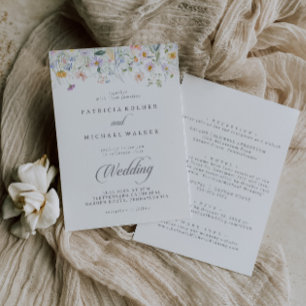 Convite Casamento de Jardim de Primavera com Flor Silvestr