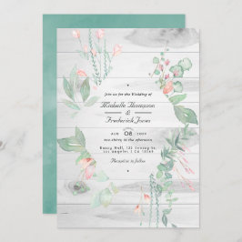 Convite Casamento de Jardim do Campo Rustic Pastel Greener
