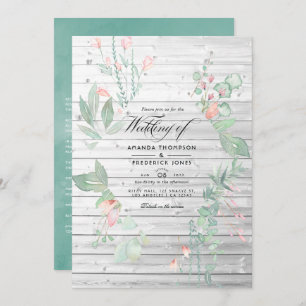 Convite Casamento de Jardim do Campo Rustic Pastel Greener