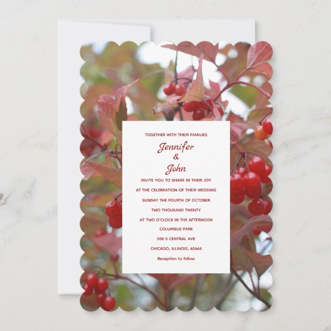 Convite Casamento de Jardim do Outono Berries Rustic Fall (Frente)