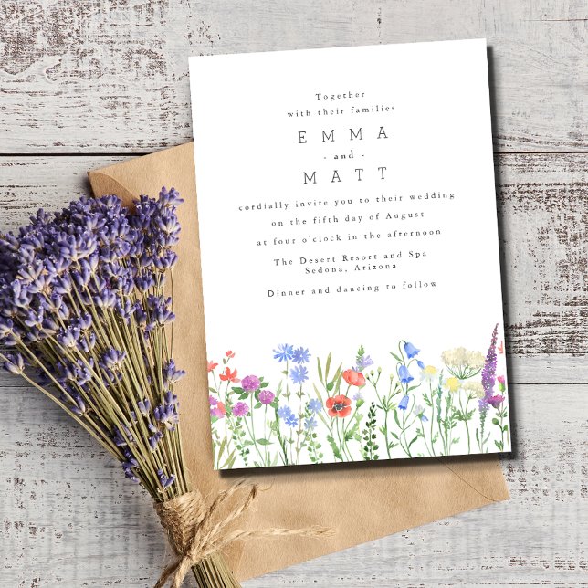 Convite Casamento de Jardim do Primavera de Flor Selvagem (Wildflower Spring Boho Garden Wedding Invitation)