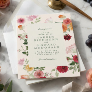 Convite Casamento de Jardim em Tons de Verde Musgo com Flo