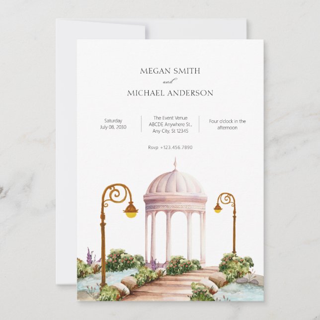 Convite Casamento de jardim estético (Frente)