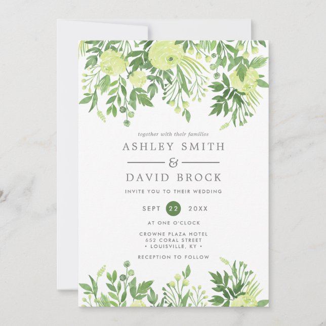 Convite Casamento de Jardim Floral com Aquarela (Frente)