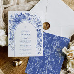 Convite Casamento de Jardim Floral de Chinoiserie Branca A<br><div class="desc">Este design de inspiração chinesa apresenta elegantes florais botânicos e verde em azul e branco delft. Personalize o convite com seus detalhes e se quiser reorganizar o estilo e posicionamento do texto,  pressione o botão "Clique para personalizar mais".</div>