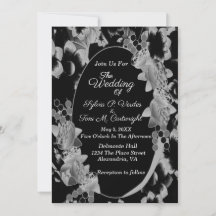 Casamento de Jardim Floral de Oval Negro e Branco
