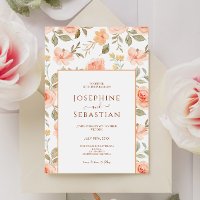 Casamento de Jardim Floral de Pêssego de Aquarela