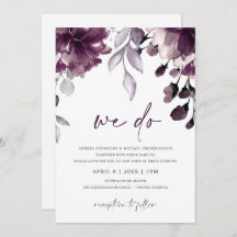 Casamento de Jardim Floral de Plum Watercolor Roxo