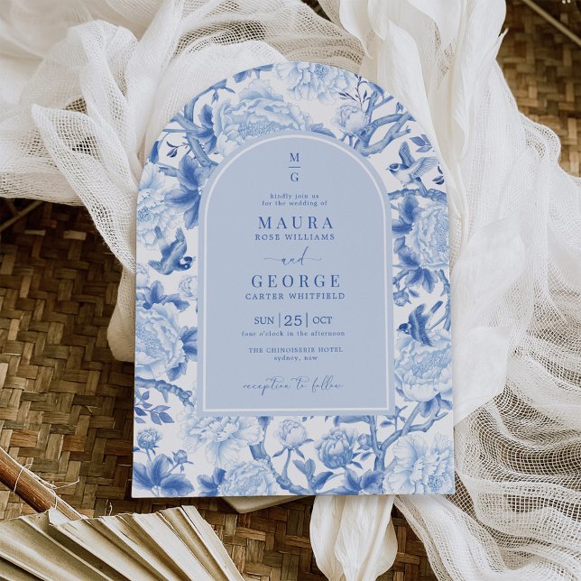 Convite Casamento de Jardim Floral de Porcelana Chinoiseri (Criador carregado)