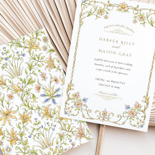 Convite Casamento de Jardim Floral de Primavera e Verão