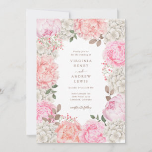 Convite Casamento de Jardim Floral Elegante Aquarela