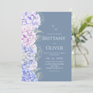 Convite Casamento de Jardim Floral Moderno em Azul e Branc