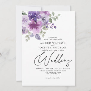 Convite Casamento de Jardim Floral Roxo Mauve Lilac Dusty