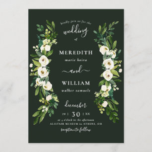 Convite Casamento de Jardim Rosa Verde Branco
