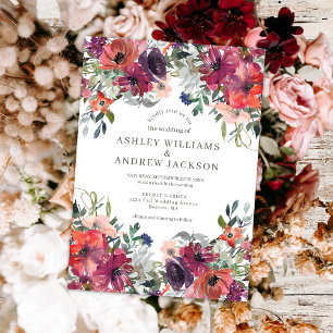 Convite Casamento de Jardim Rústico com Floral em Aquarela