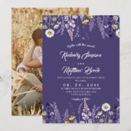Convite Casamento de Jardim Rústico com Flores Silvestres