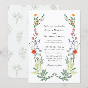 Convite Casamento de Jardim Secreto Boho Wildflower