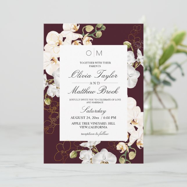 Convite Casamento de Jardim Tropical Elegante (Em pé/Frente)