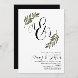 Convite Casamento de Jardim Verde do Branch de Folha de Wa