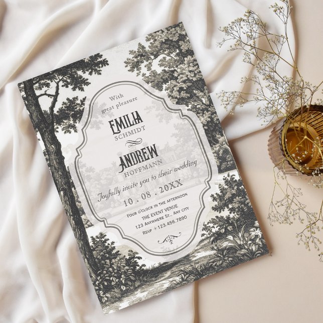 Convite Casamento de jardim vintage (Criador carregado)