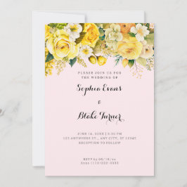 Convite Casamento de Jardinagem Rosa das Flores Amarelas