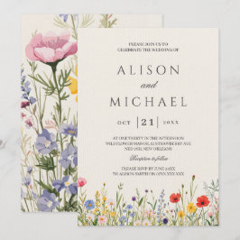 Convite Casamento de Jardins Florais de Flores Selvagens