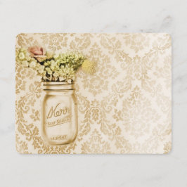 Convite Casamento de jarra de mason floral de damasco de c