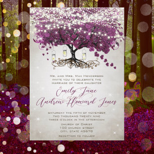 Convite Casamento de Jarro de Mason Radiante Roxo