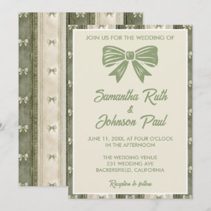 Convite Casamento de Jeans Rústico em Verde Salvia