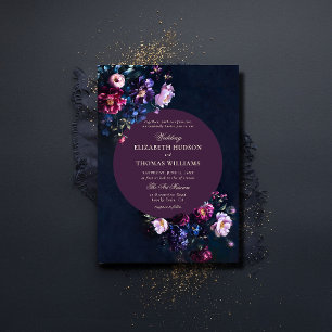 Convite Casamento de Jewel Mauve Dark Romantic Moody Flora