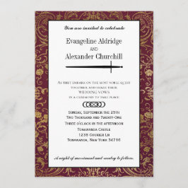 Convite Casamento de Jogadores Elegantes de Palavra Mediev