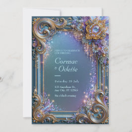 Convite Casamento de Joia de Lavanda com Filigrana