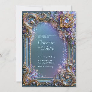 Convite Casamento de Joia de Lavanda com Filigrana
