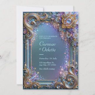 Convite Casamento de Joia de Lavanda com Filigrana
